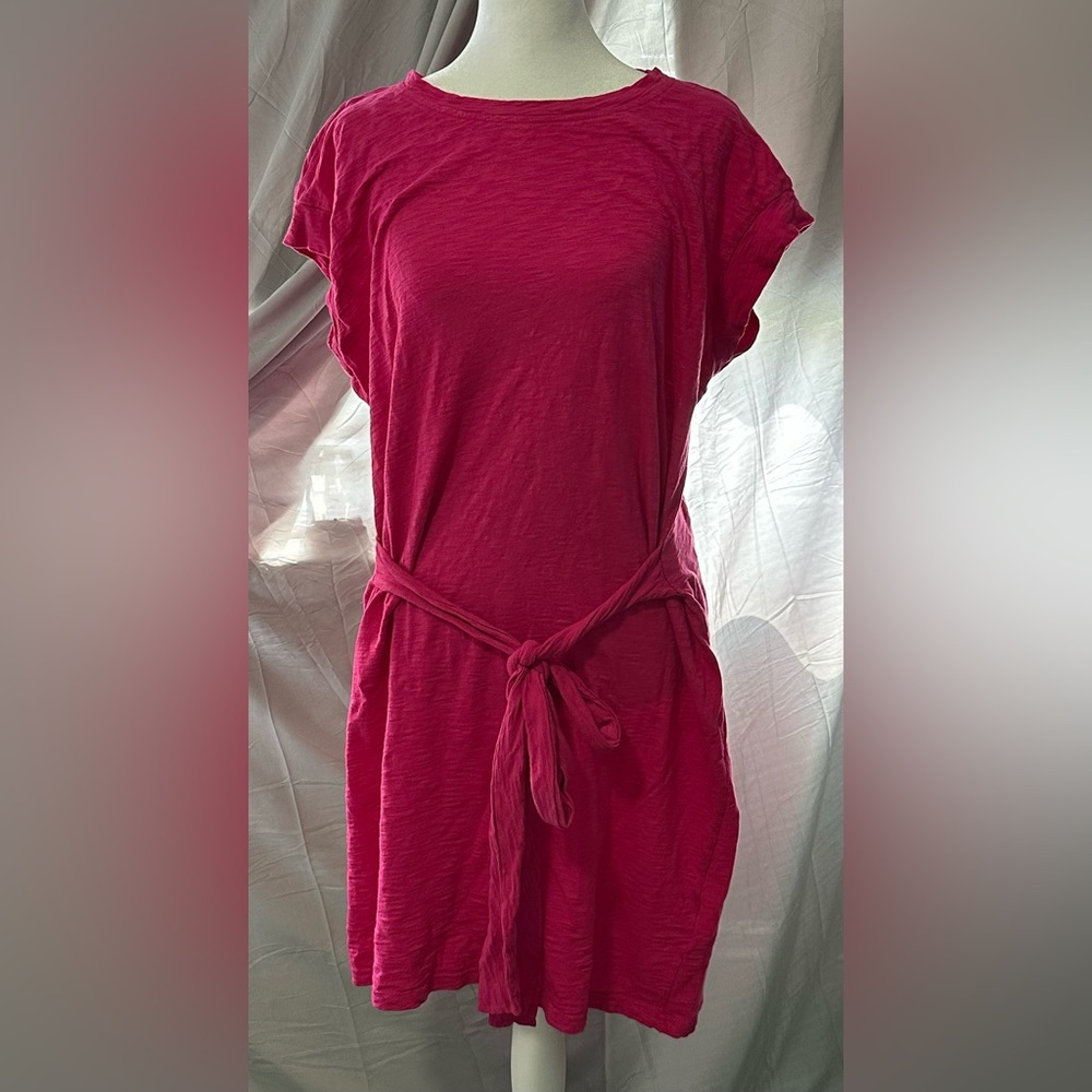 J. Crew Vibrant Pink T-shirt Dress, front or back tie